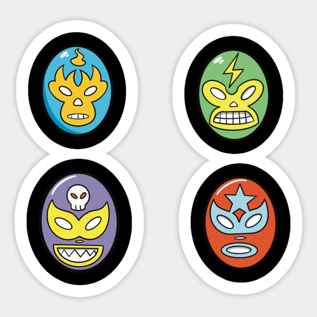 Lucha Libre Wrestlers Sticker by Narwhal-Scribbles